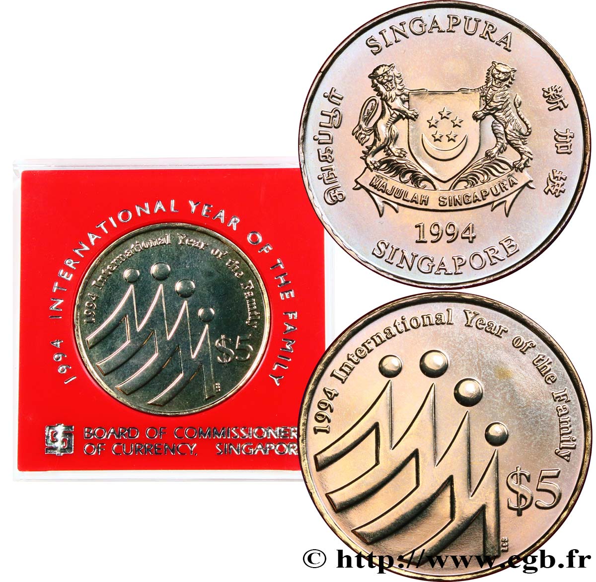 SINGAPOUR 5 Dollars année internationale de la famille 1994  FDC 