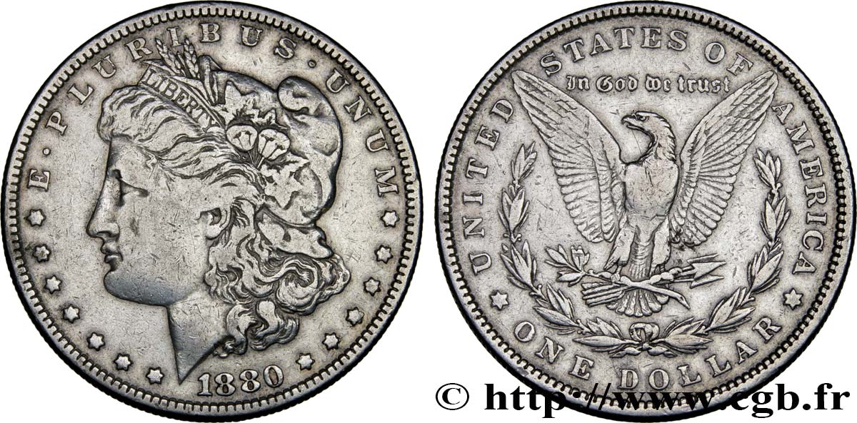 ÉTATS-UNIS D AMÉRIQUE 1 Dollar type Morgan 1880 Philadelphie TB+ 