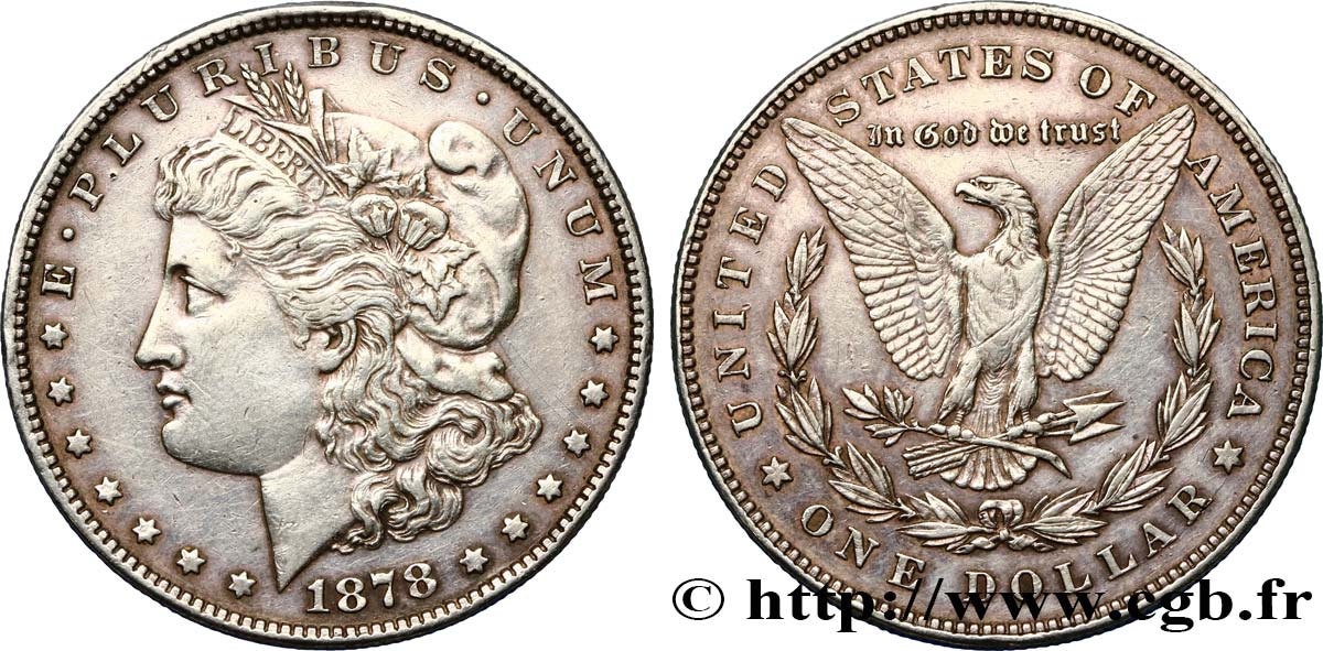 STATI UNITI D AMERICA 1 Dollar type Morgan type à 7 plumes, 2nd revers 1878 Philadelphie q.SPL 