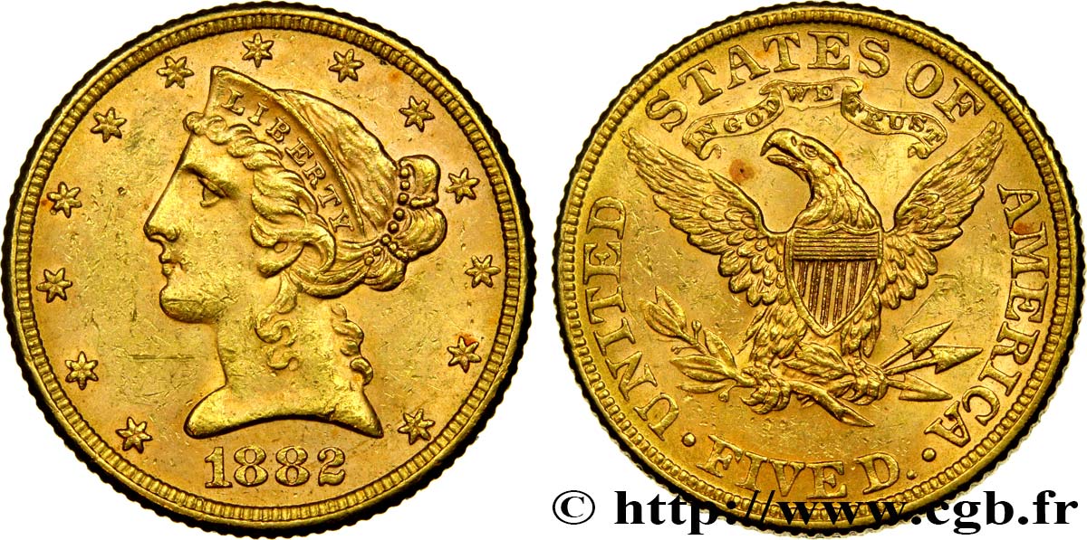 ESTADOS UNIDOS DE AMÉRICA 5 Dollars  Liberty  1882 Philadelphie MBC 
