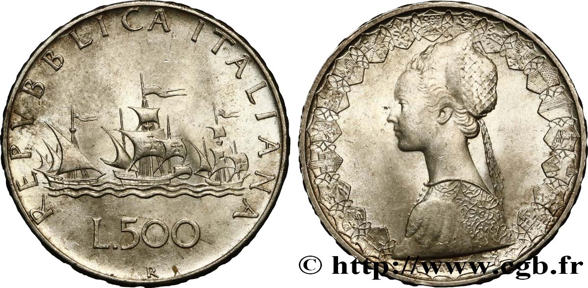 ITALIE 500 Lire “caravelles” 1966 Rome - R SUP 