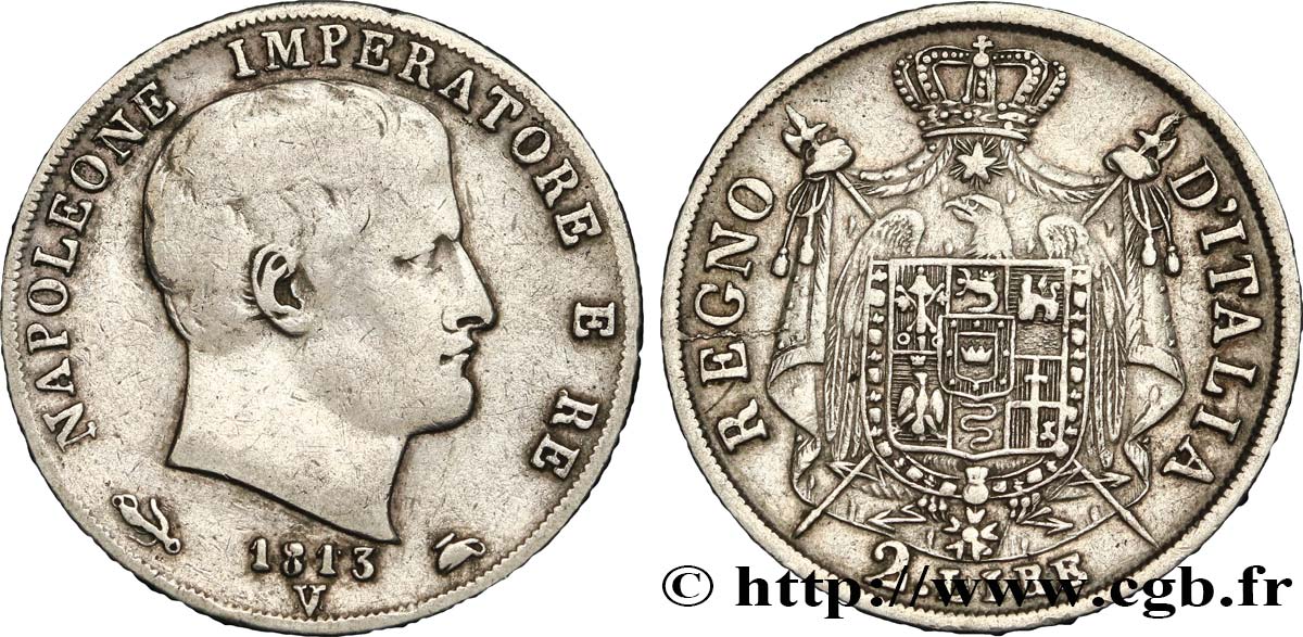 ITALIEN - Königreich Italien - NAPOLÉON I. 2 Lire 1813 Venise fSS/SS 