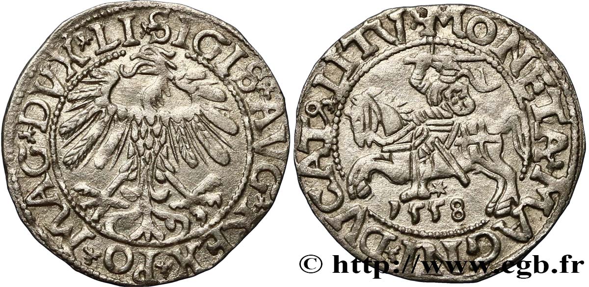 LIVONIA - GRAND DUCHY OF LITHUANIA - SIGISMUND II VASA Demi-gros 1558  XF 
