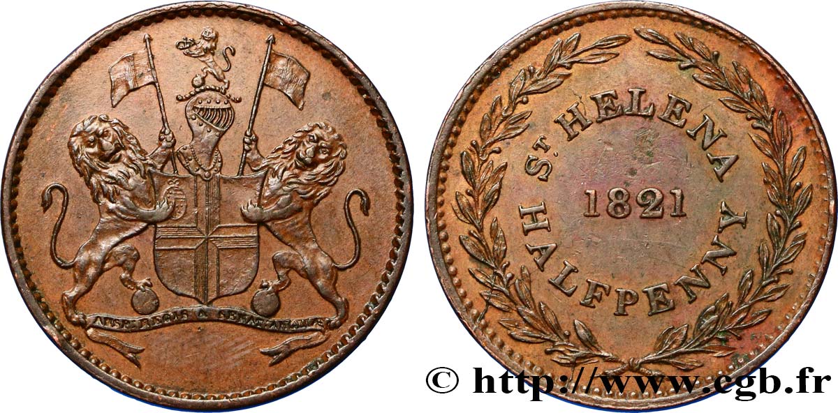 ST HELENA 1/2 Penny 1821  AU 
