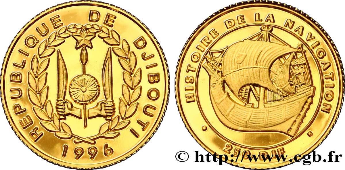 YIBUTI 250 Francs Proof 1996 Paris FDC 