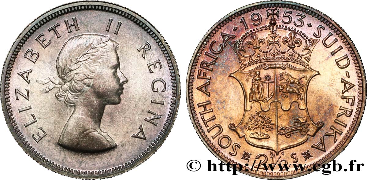 SUDÁFRICA 2 1/2 Shillings Elisabeth II 1953  FDC 