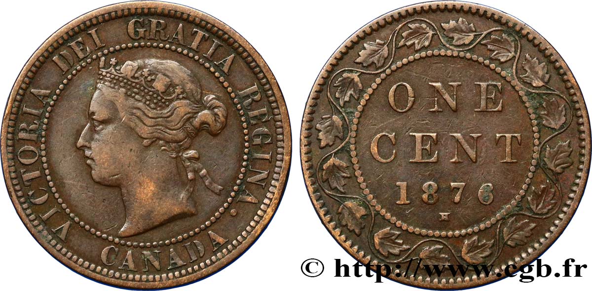 CANADA 1 Cent Victoria 1876 Heaton BB 