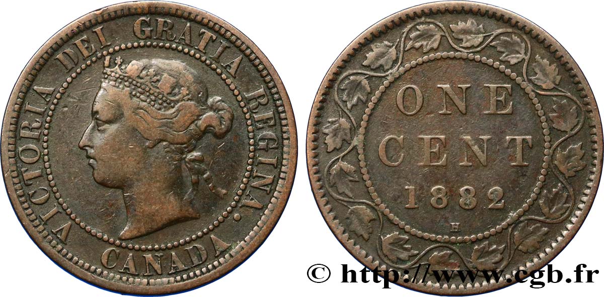 CANADA 1 Cent Victoria 1882 Heaton VF 