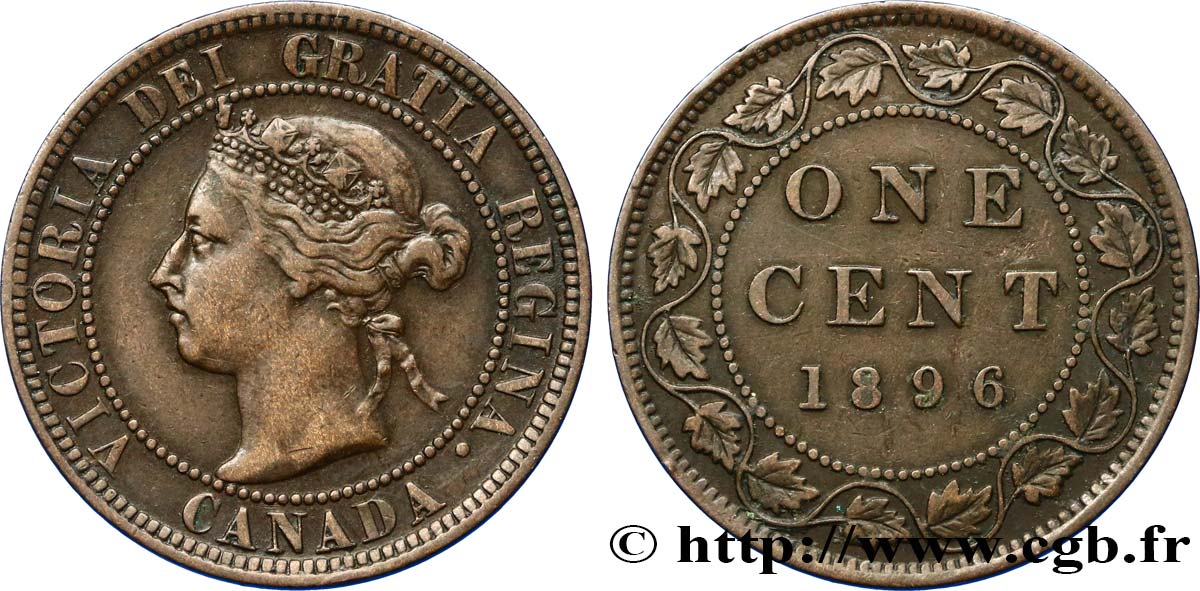 CANADA 1 Cent Victoria 1896  VF 