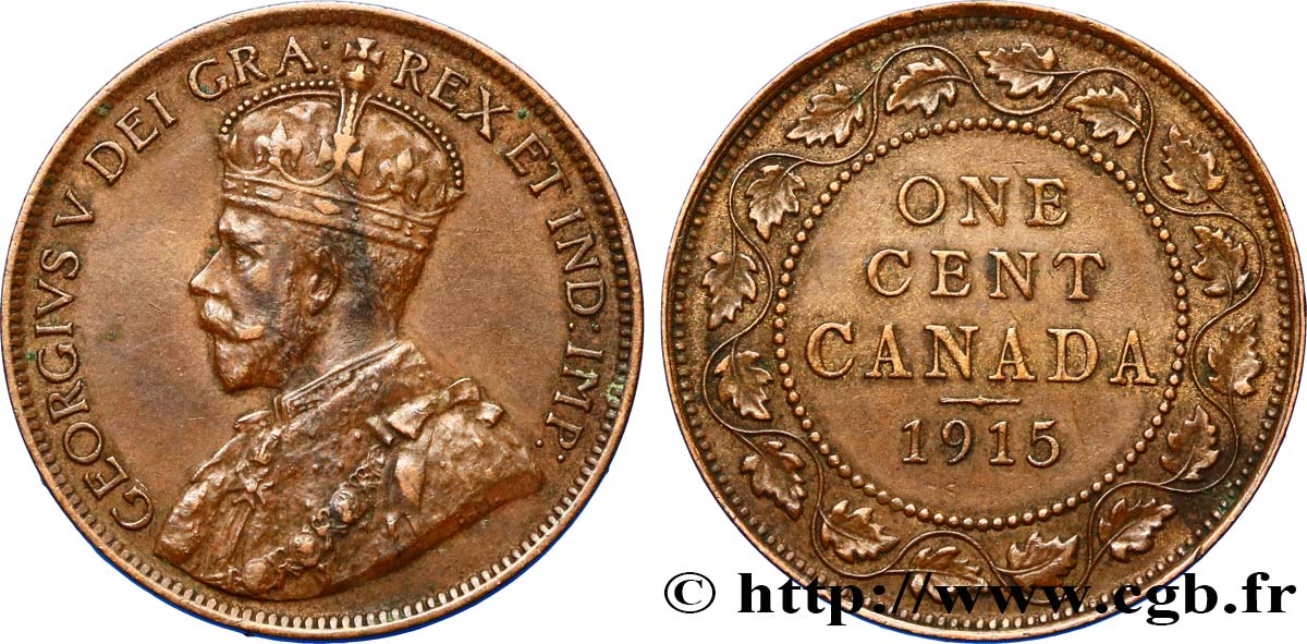 CANADA 1 Cent Georges V 1915  TTB 