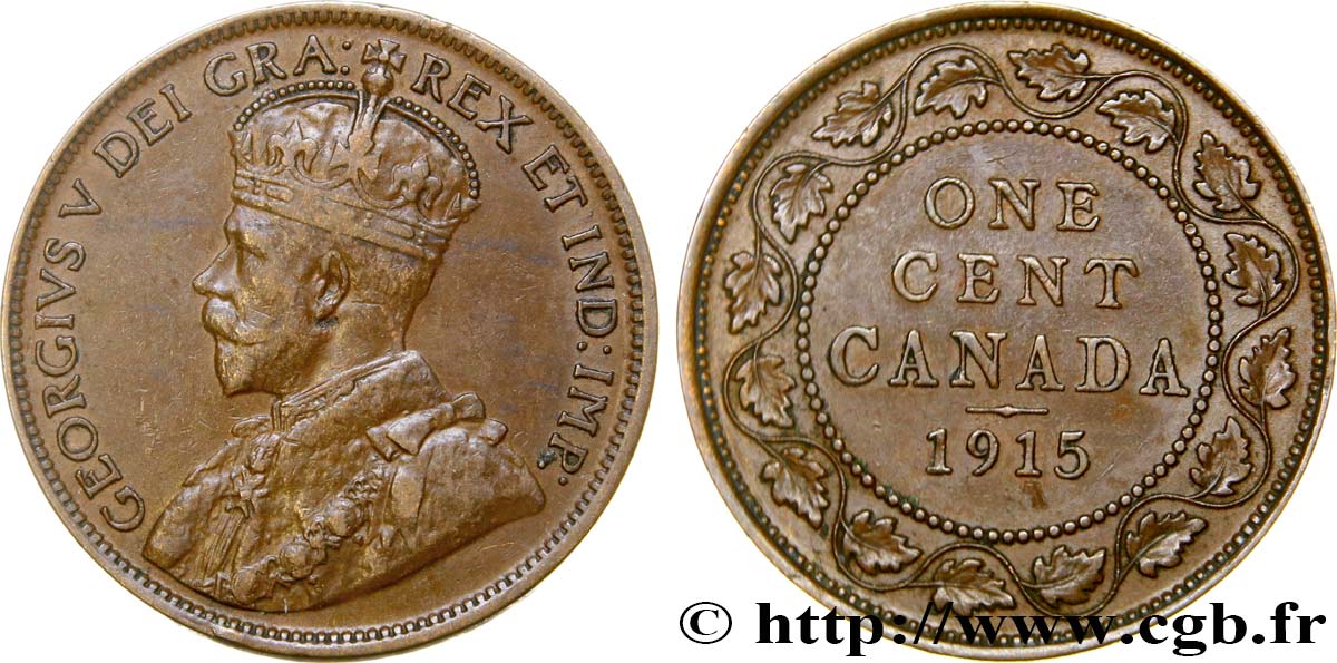 CANADA 1 Cent Georges V 1915  AU 