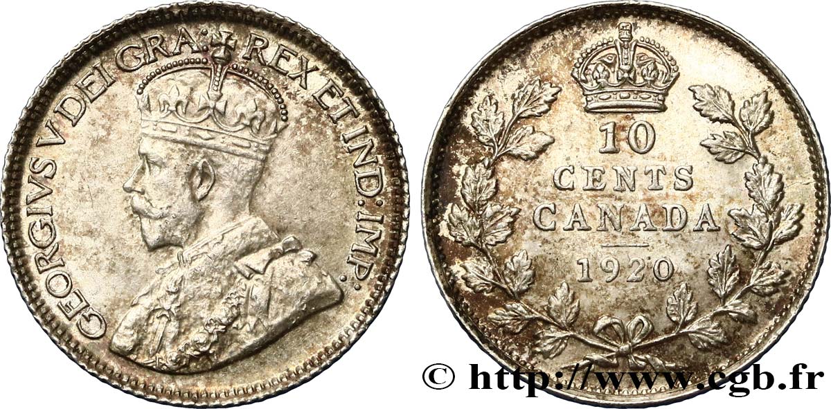 CANADá
 10 Cents Georges V 1920  EBC+ 