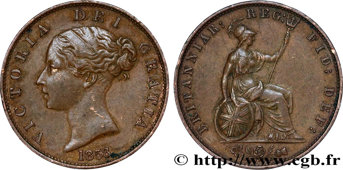 REGNO UNITO 1/2 Penny Victoria tête jeune 1858/3 1858  q.BB 