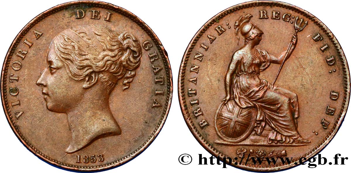 UNITED KINGDOM 1 Penny Victoria “tête jeune” 1853  XF 