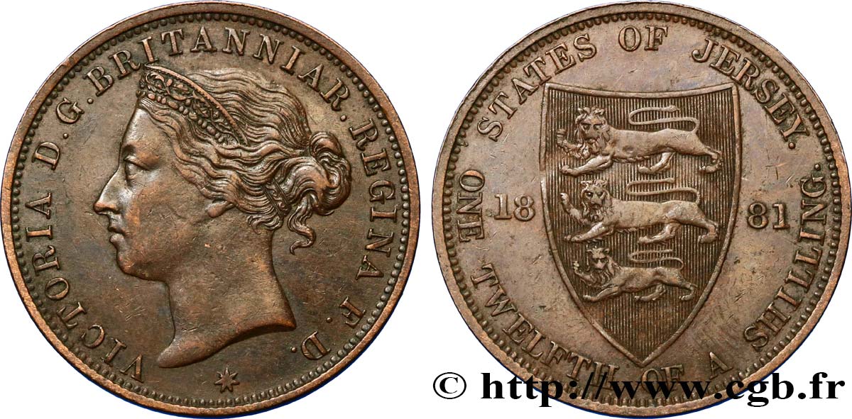 JERSEY 1/12 Shilling Victoria 1881  SS 