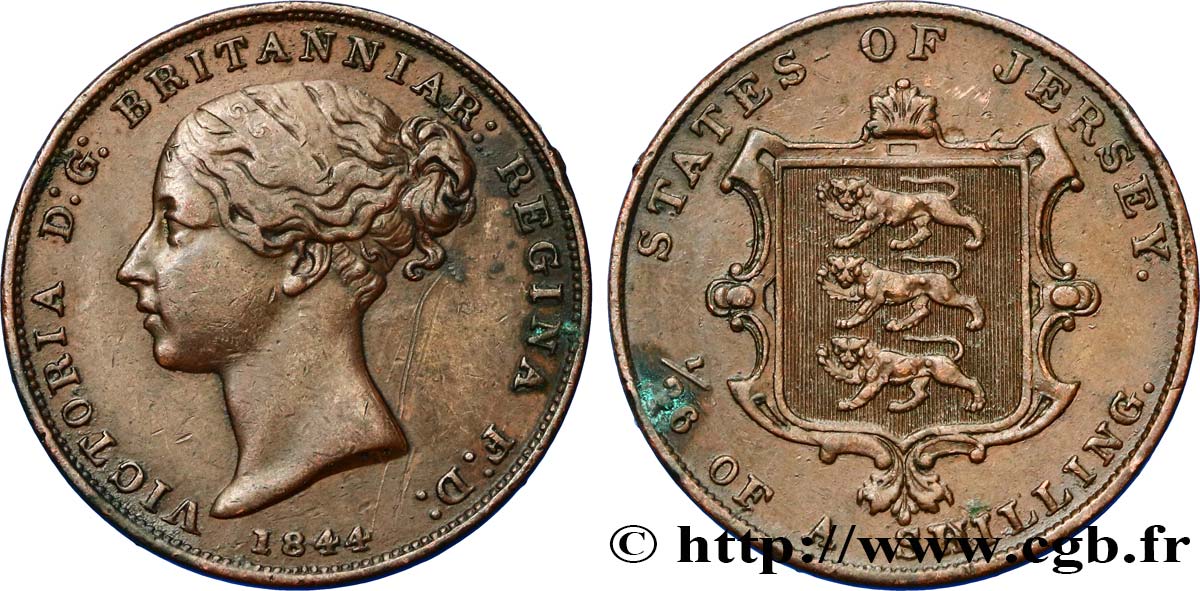 JERSEY 1/26 Shilling Victoria 1844  XF 