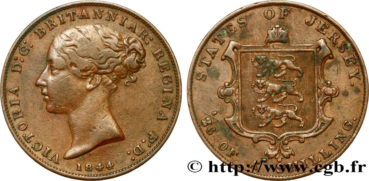 JERSEY 1/26 Shilling Victoria 1844  XF 