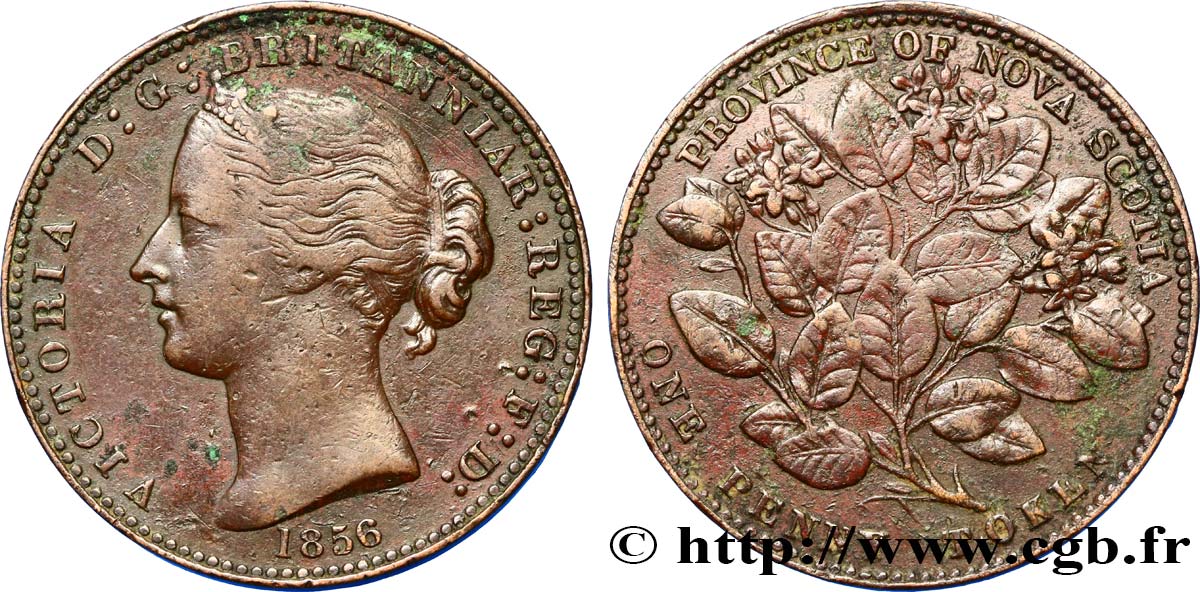 CANADA 1 Penny Token Nova Scotia Victoria 1856  VF 