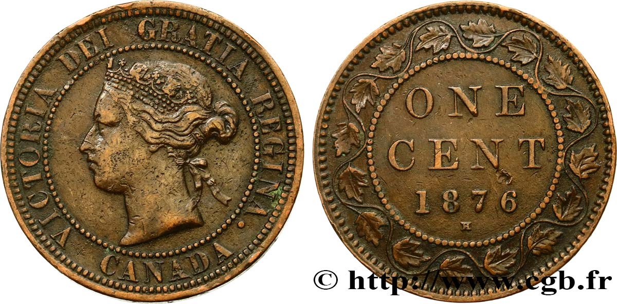 CANADA 1 Cent Victoria 1876 Heaton TTB 