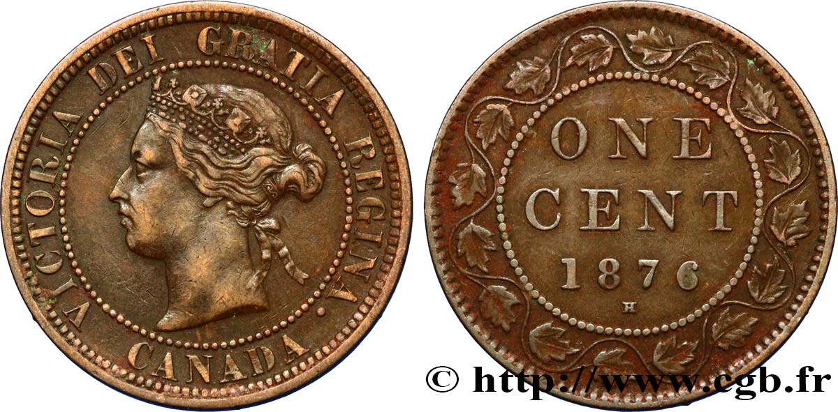 CANADA 1 Cent Victoria 1876 Heaton TTB 