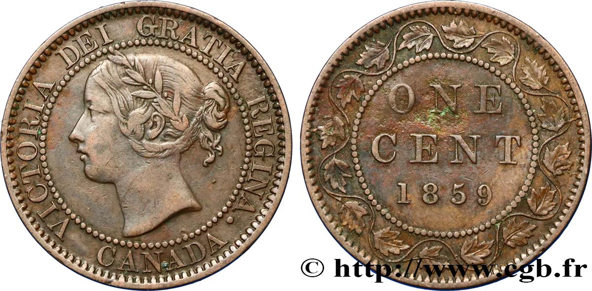 CANADA 1 Cent Victoria 1859  VF/XF 