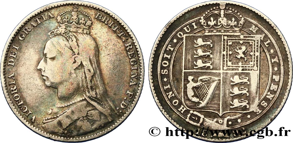 UNITED KINGDOM 1 Shilling Victoria buste du jubilé 1892  F 