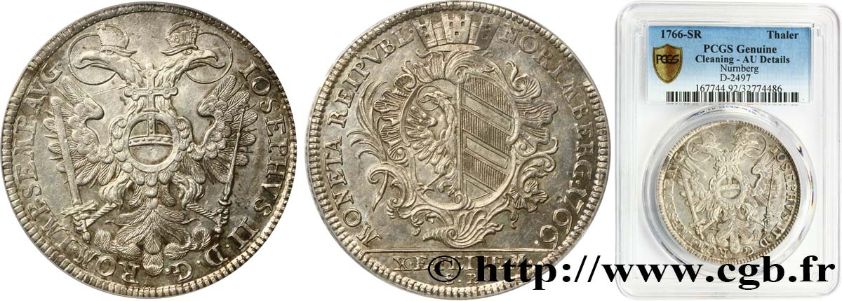 ALLEMAGNE - VILLE DE NUREMBERG - JOSEPH II Thaler 1766 Nuremberg VZ PCGS
