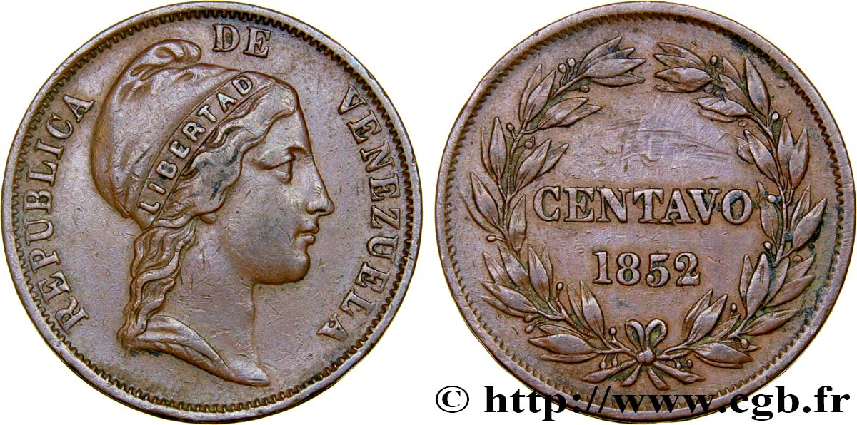 VENEZUELA 1 Centavo 1852  TTB 
