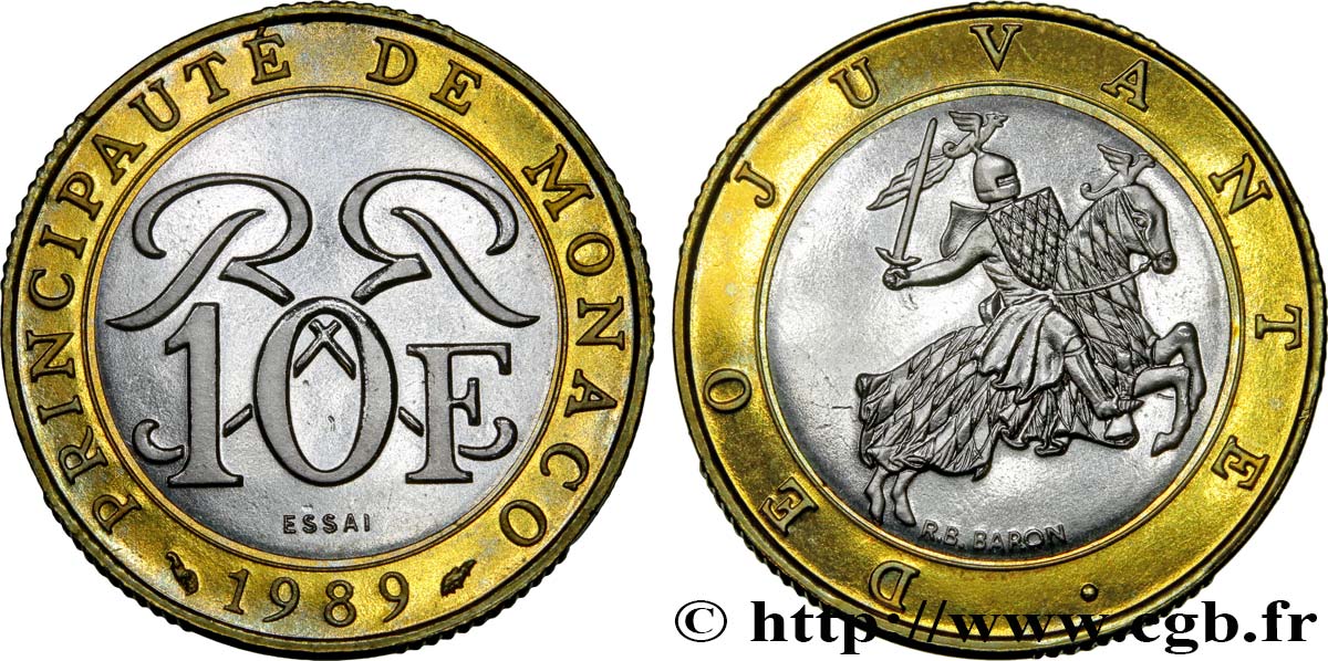 MONACO Essai de 10 Francs Rainier III 1989 Paris SPL 