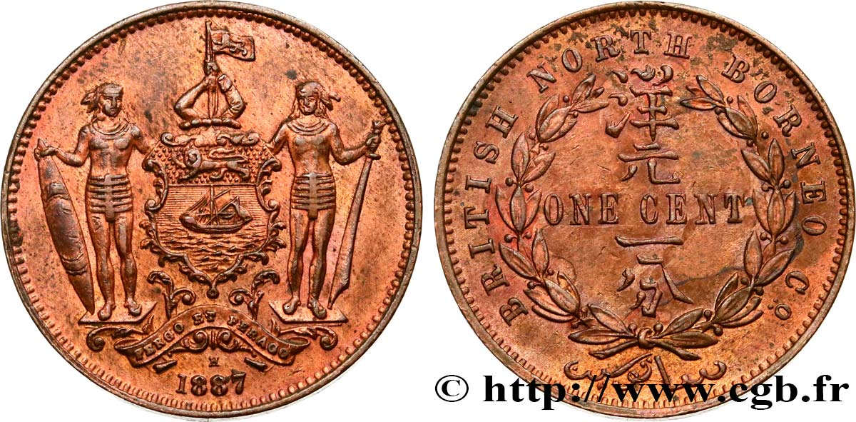 MALASIA - BORNEO SEPTENTRIONAL BRITÁNICO 1 Cent 1887 Heaton EBC 