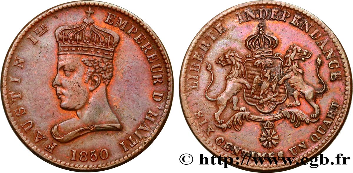 HAITI 6 Centimes 1/4 Empereur Faustin Ier 1850  AU/XF 