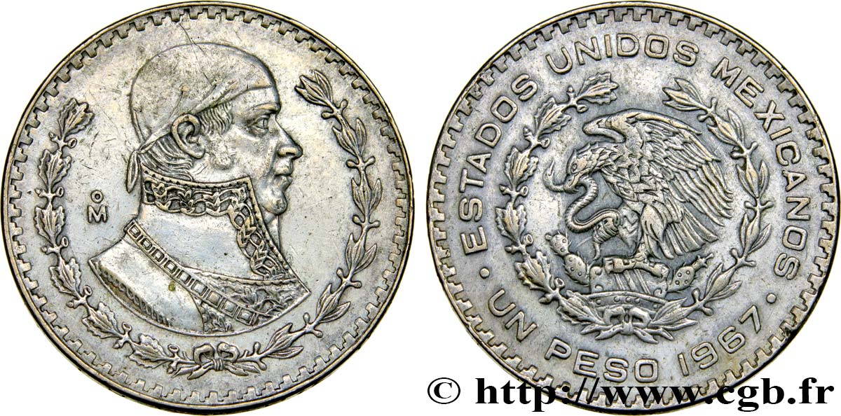 MEXICO 1 Peso Jose Morelos y Pavon 1967 Mexico XF 