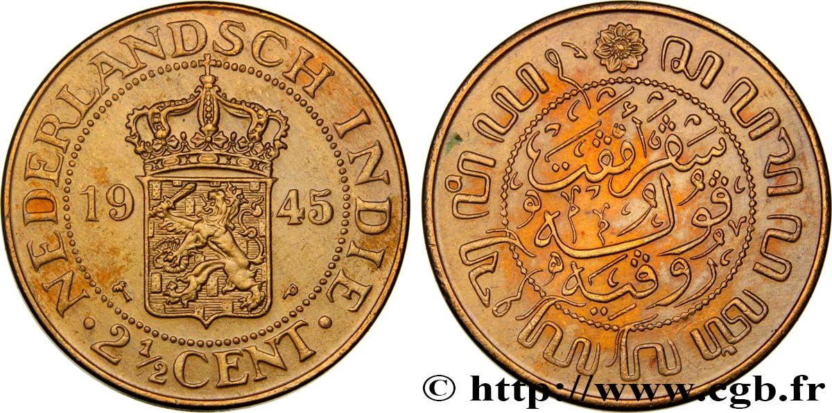 INDIAS NEERLANDESAS 2 1/2 Cents 1945 Philadelphie - P EBC 