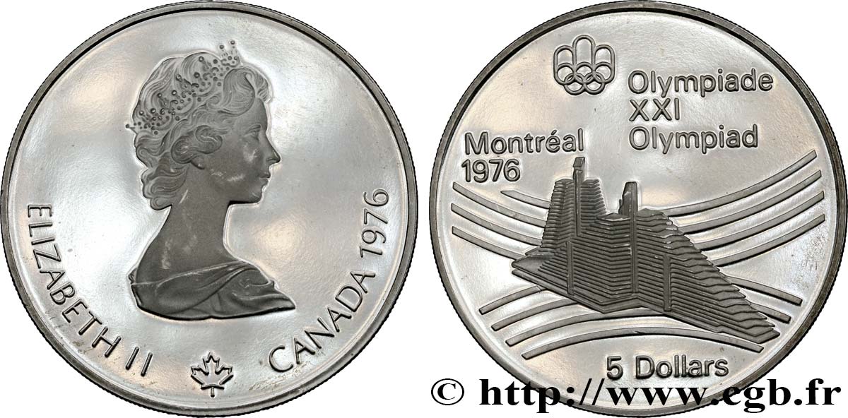 KANADA 5 Dollars Proof JO Montréal 1976 village olympique 1976  fST 