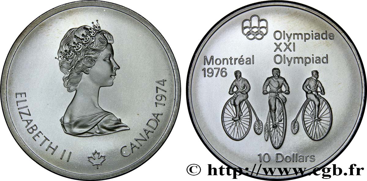 CANADá
 10 Dollars JO Montréal 1976 cyclisme 1974  SC 