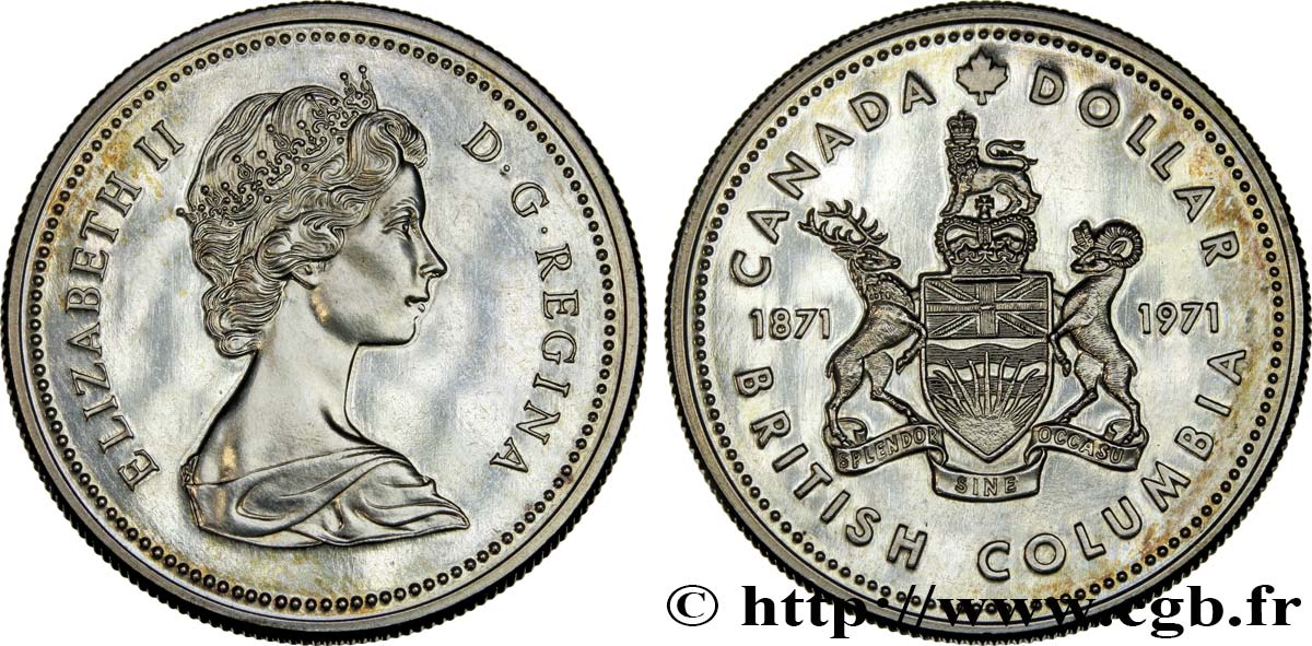 KANADA 1 Dollar centenaire de l’intégration de la Colombie Britannique 1971  VZ 