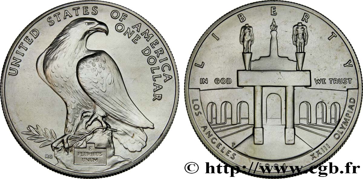 UNITED STATES OF AMERICA 1 Dollar J.O. de Los Angeles 1984 Philadelphie MS 