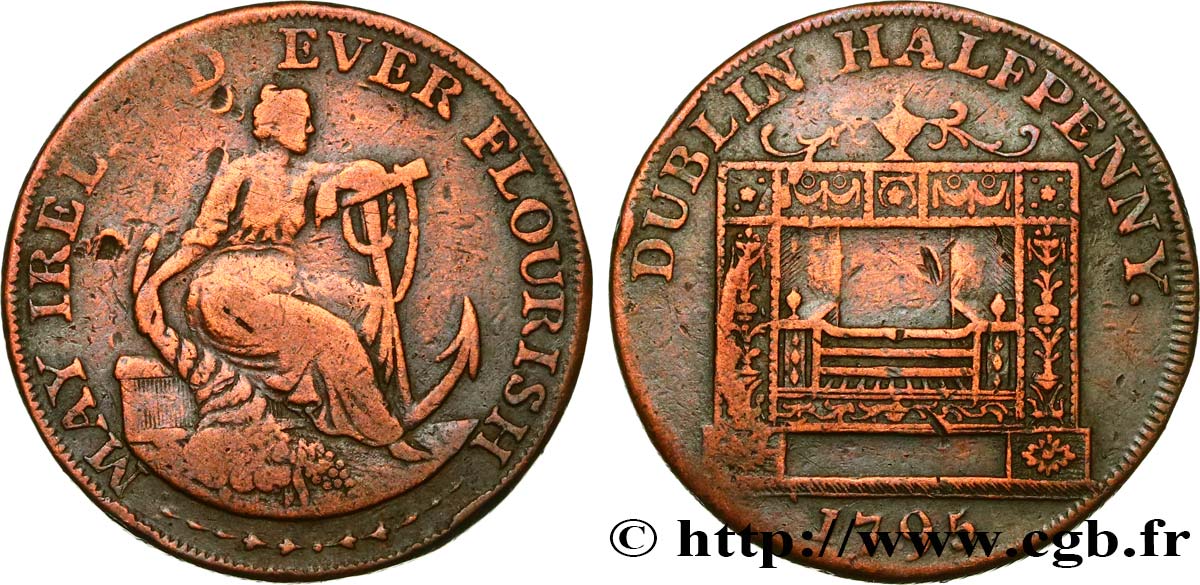 IRLANDA 1/2 Penny token Dublin Parker’s 1795  q.BB 