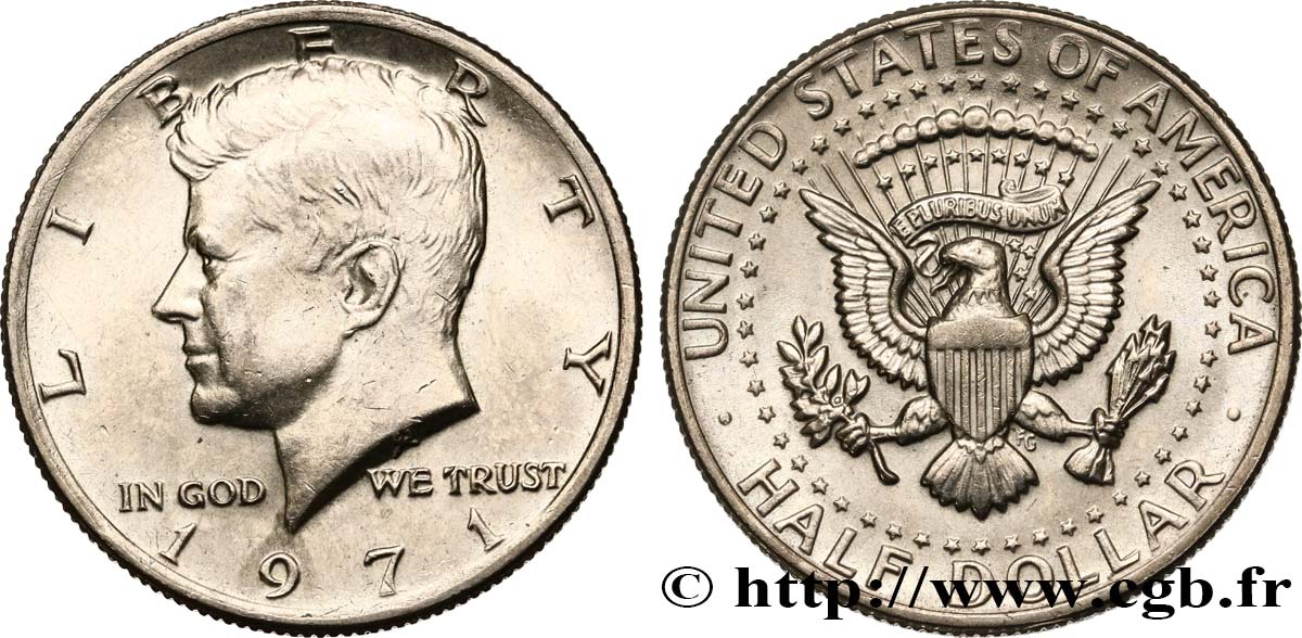 VEREINIGTE STAATEN VON AMERIKA 1/2 Dollar Kennedy 1971 Philadelphie VZ 