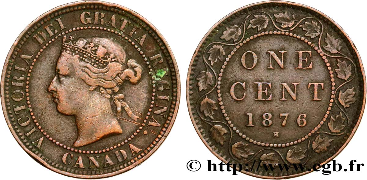 CANADA 1 Cent Victoria 1876 Heaton MB 