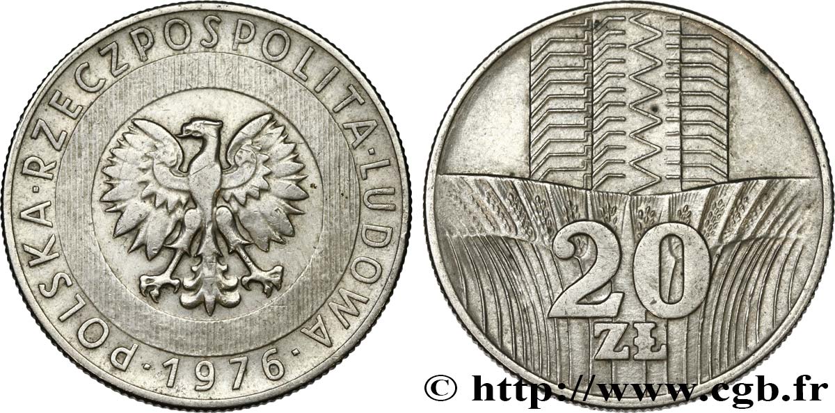 POLEN 20 Zlotych aigle  1976 Varsovie VZ 