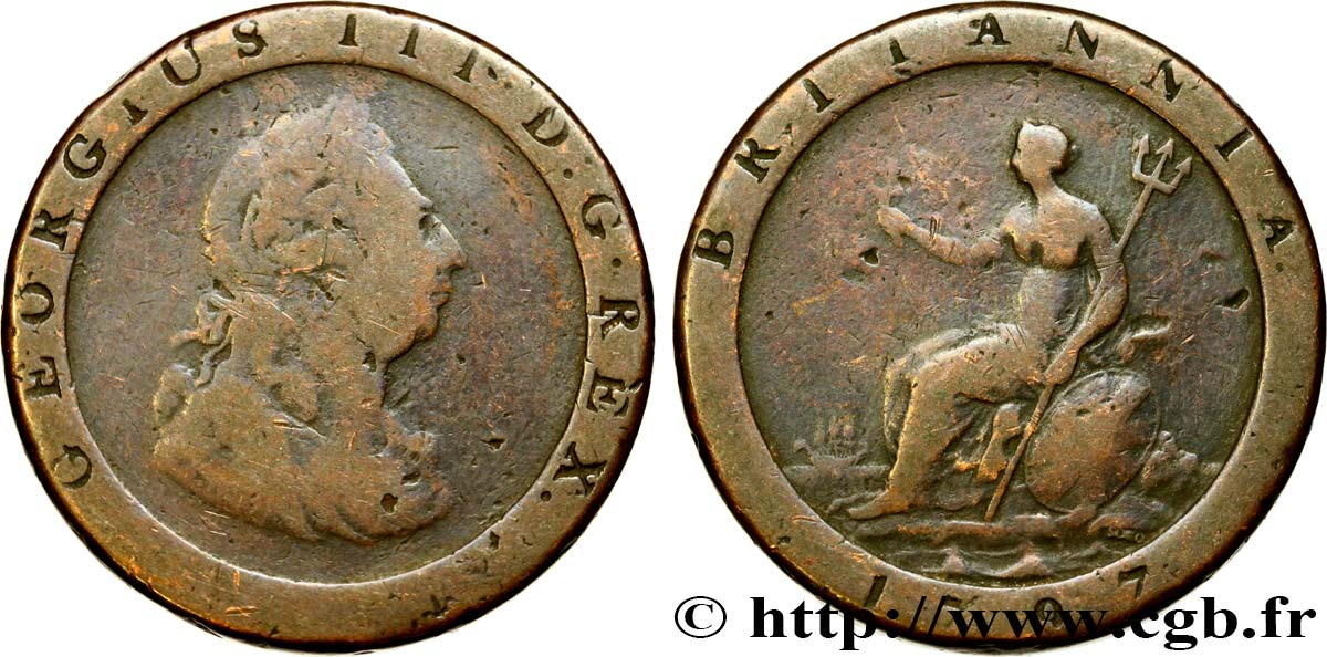UNITED KINGDOM 1 Penny Georges III 1797 Soho VG 