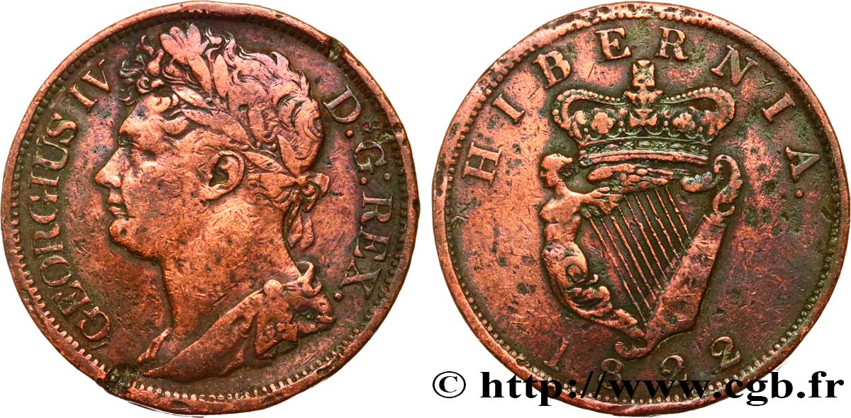 IRLAND 1 Penny Georges IV 1822  S 