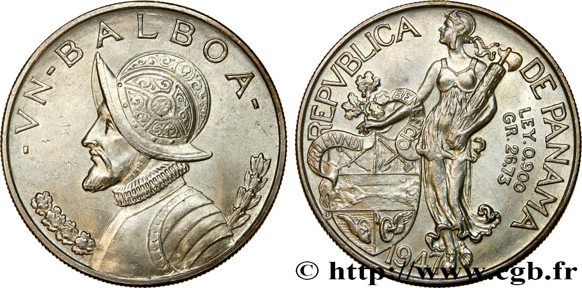PANAMA 1 Balboa Vasco Nunez de Balboa 1947  AU 