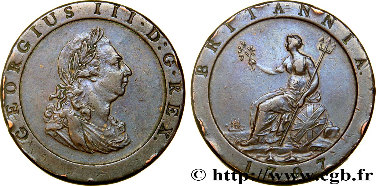 VEREINIGTEN KÖNIGREICH 1 Penny Georges III 1797 Soho SS 