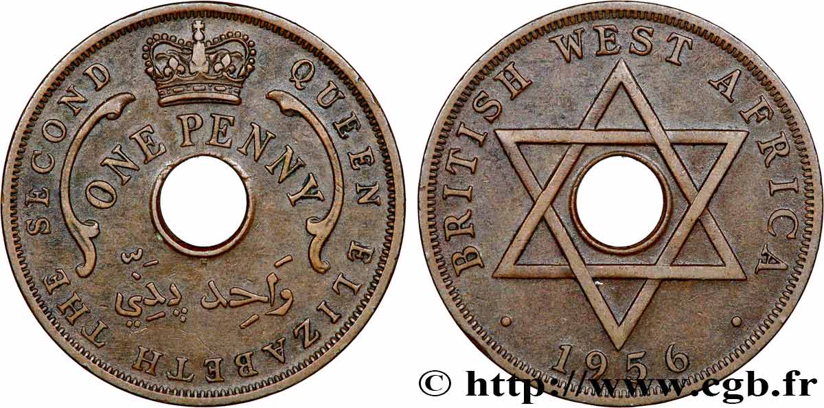 BRITISH WEST AFRICA 1 Penny frappe au nom d’Elisabeth II 1956 Heaton - H MS 