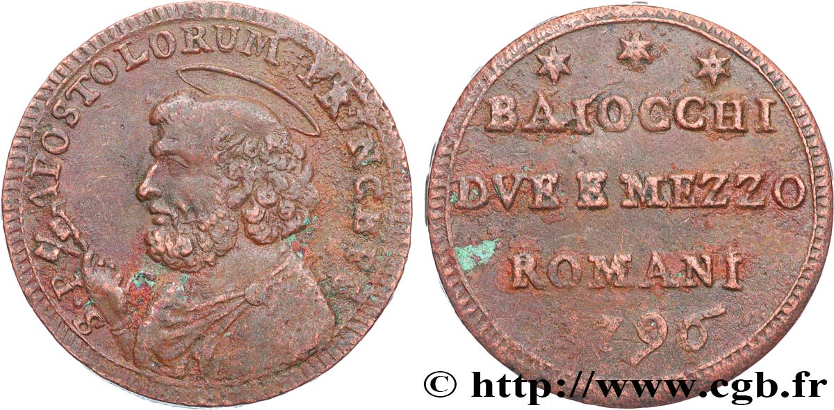 VATICANO E STATO PONTIFICIO 2 1/2 Baiocchi St Pierre 1796 Rome BB 
