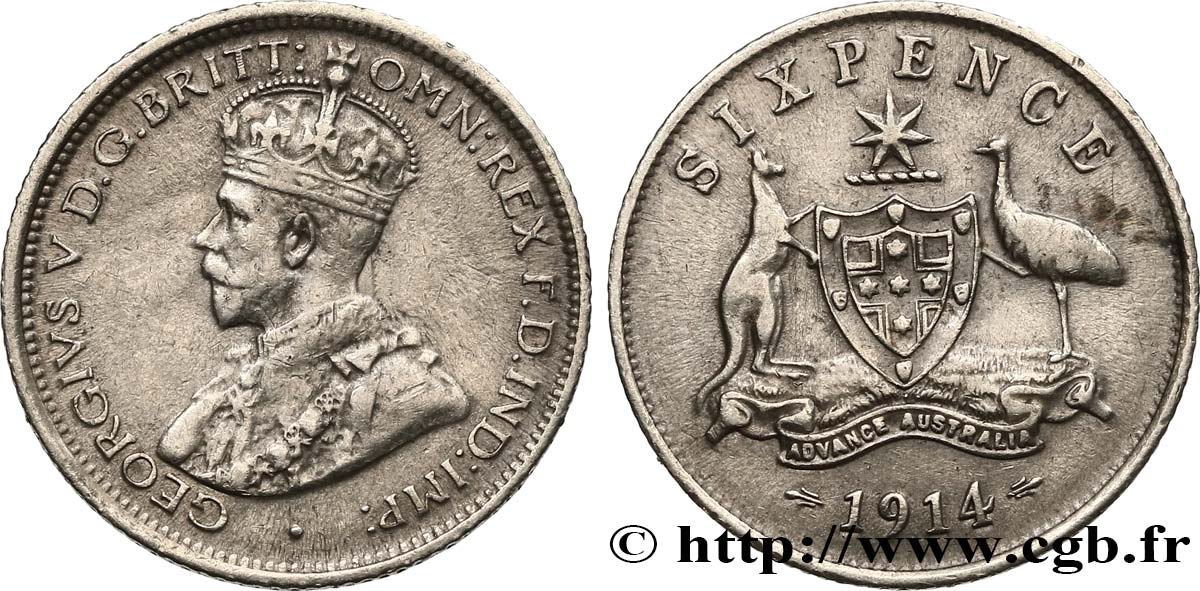 AUSTRALIE 6 Pence Georges V 1914 Londres TTB 