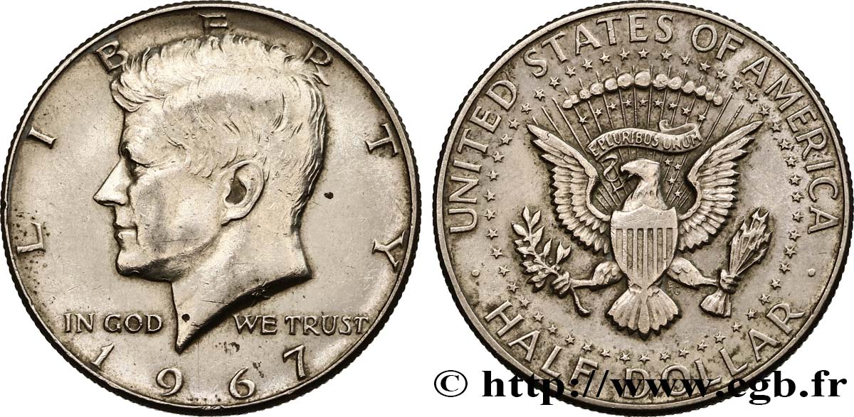 ÉTATS-UNIS D AMÉRIQUE 1/2 Dollar Kennedy 1967 Philadelphie SUP 
