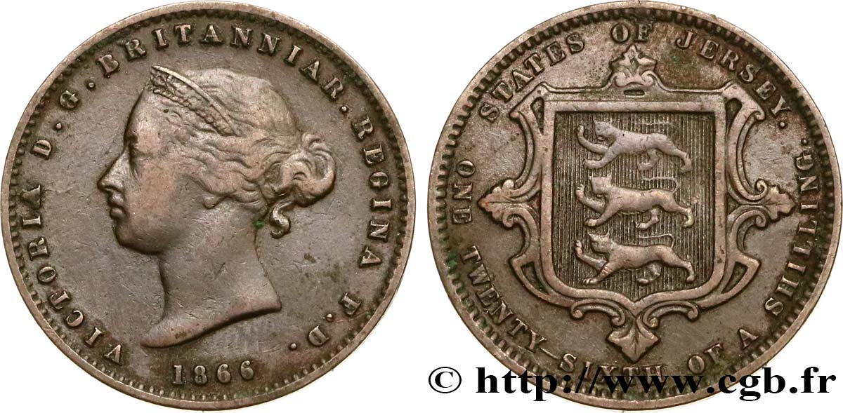 JERSEY 1/26 Shilling Victoria 1866  SS 